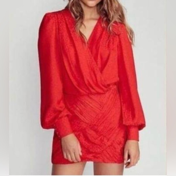Free People Let’s Dance Red Jacquard Mini Dress NWT 8 - Picture 1 of 15